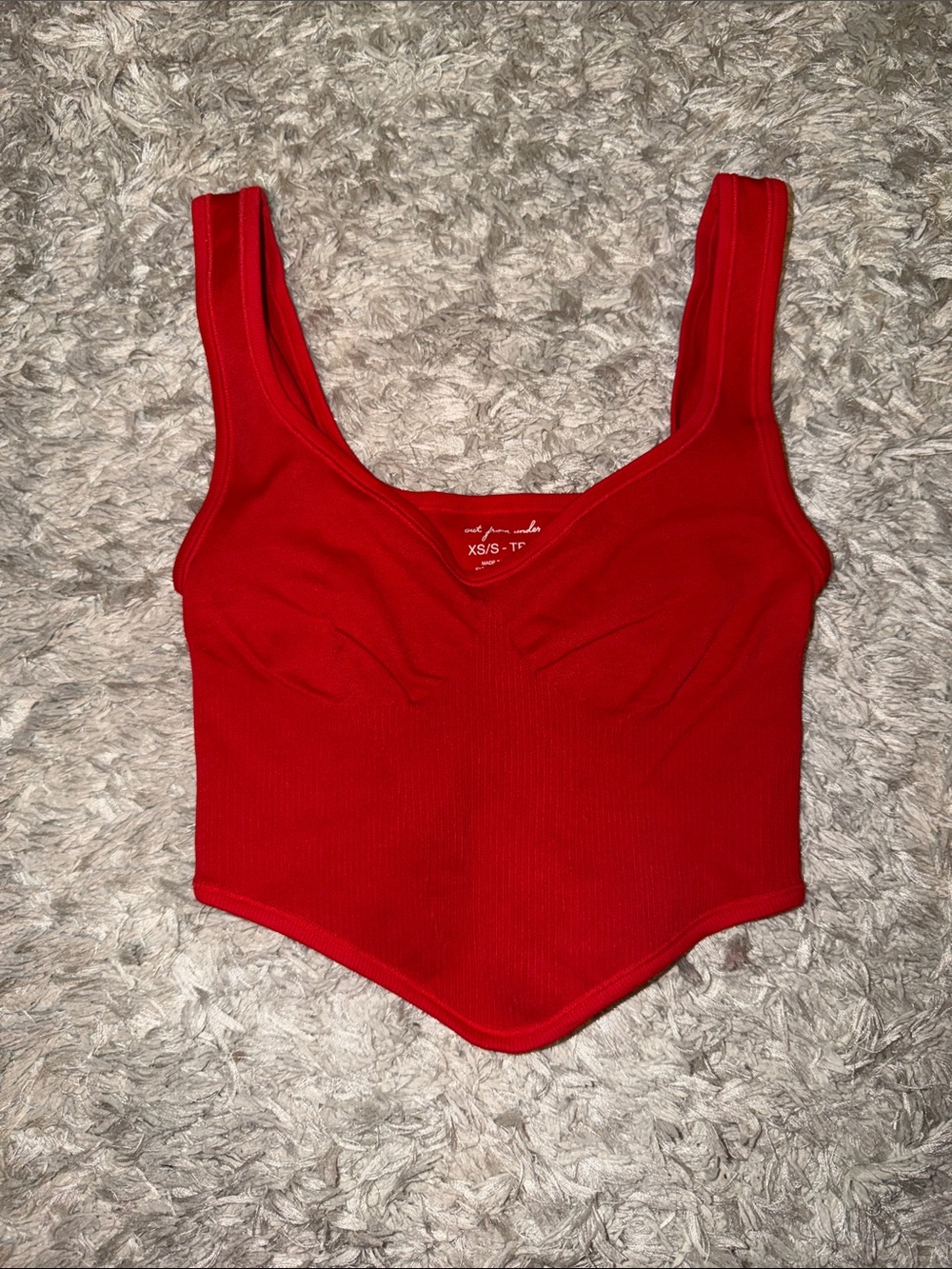 Free People Red Ribbed Crop top